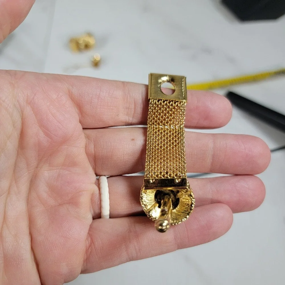 TIGER'S EYE MESH CUFFLINKS WRAP AROUND VINTAGE MID CENTURY Tie‎ Tack